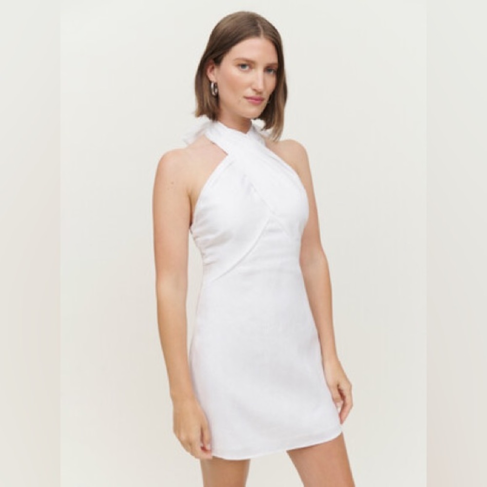 NWT Reformation White Linen Samira Dress Size 6